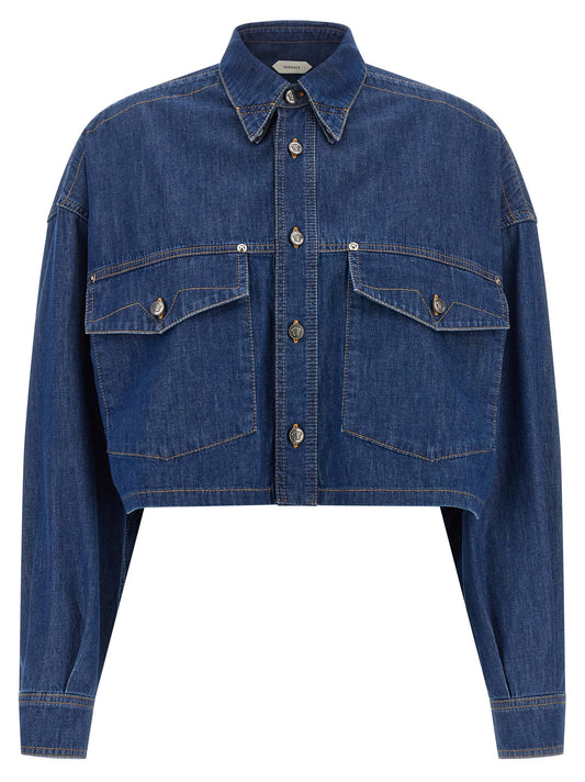 Versace Blue Cotton Blouse