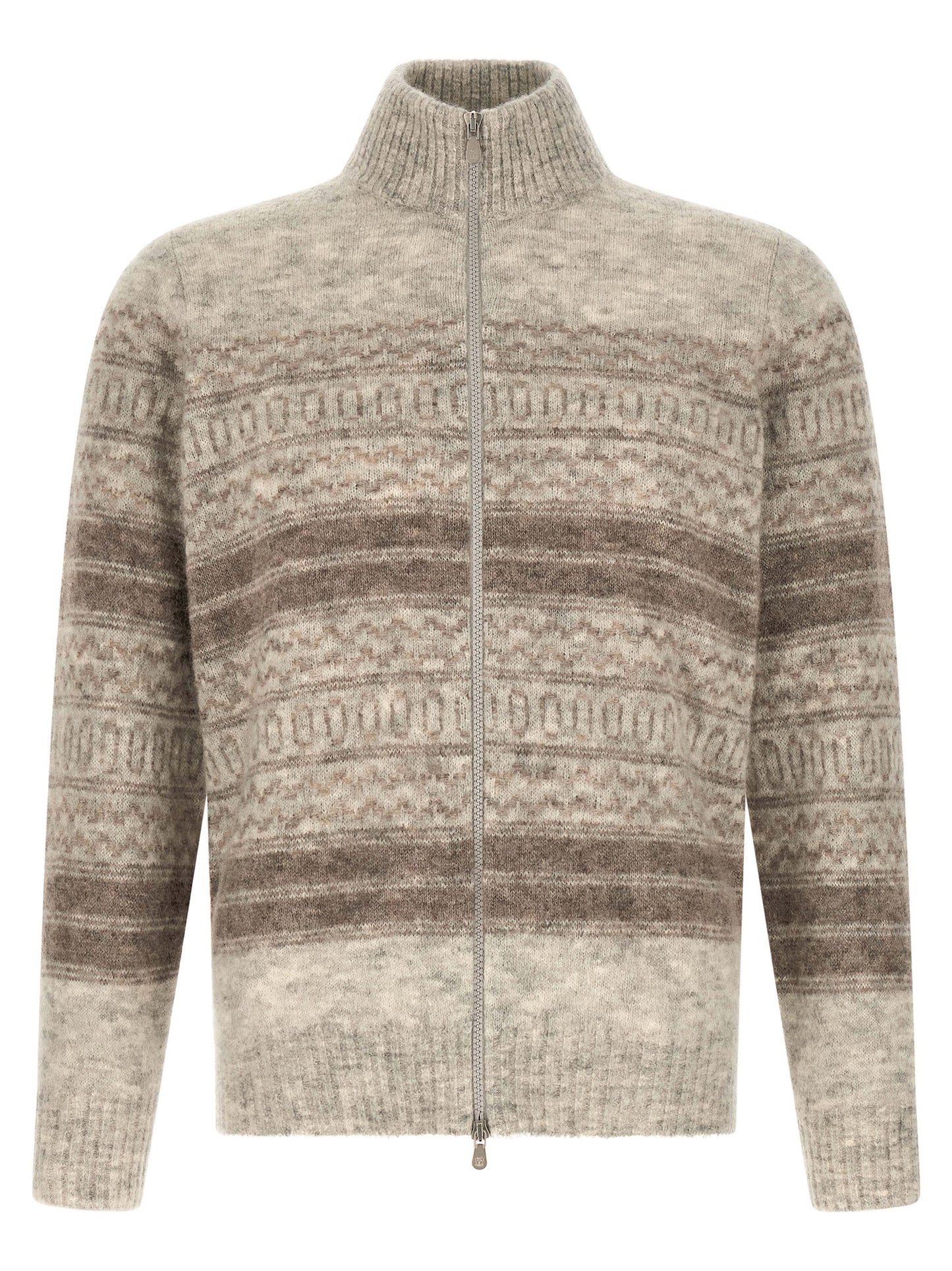 Brunello Cucinelli Beige Alpaca Leather Cardigan