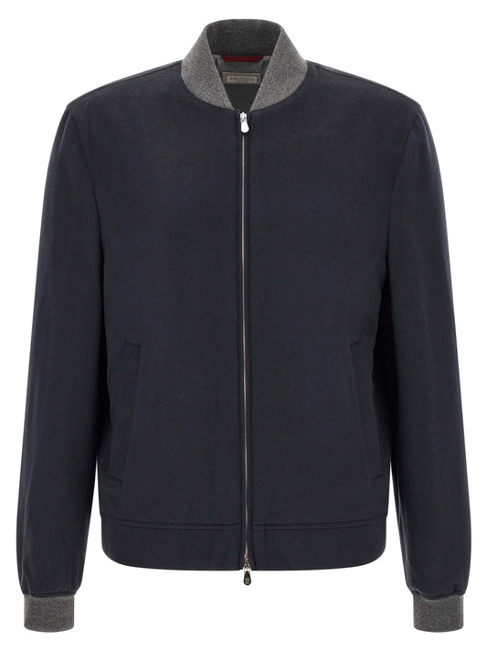 Brunello Cucinelli Blue Cashmere Bomber