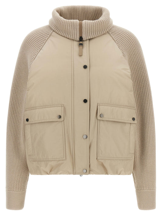 Brunello Cucinelli Beige Cotton Full-Length Jacket