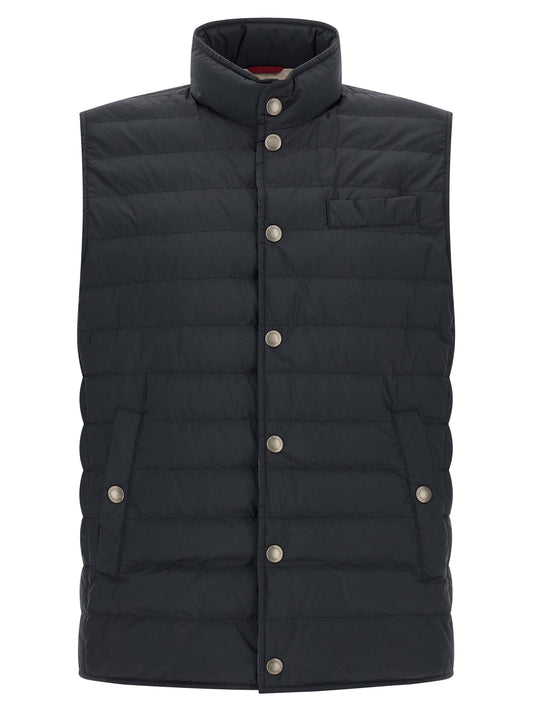 Brunello Cucinelli Blue Polyester Sleeveless Jacket