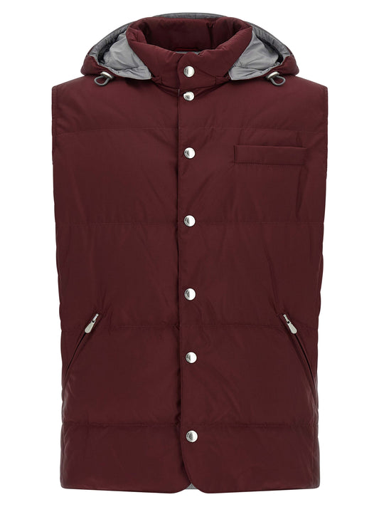 Brunello Cucinelli Bordeaux Polyester Sleeveless Jacket