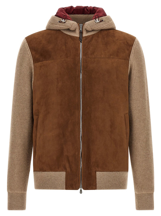 Brunello Cucinelli Brown Lamb Leather Bomber