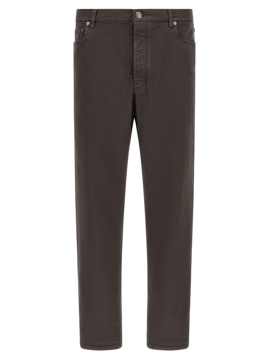 Brunello Cucinelli Brown Cotton Straight-Leg Jeans