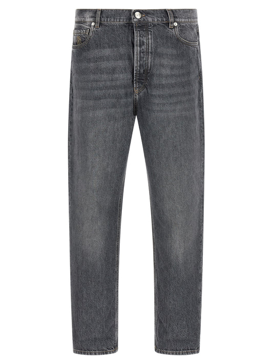Brunello Cucinelli Gray Cotton Straight-Leg Jeans
