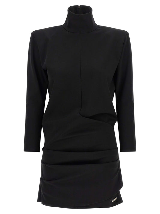 The Attico Black Viscose Short Dress
