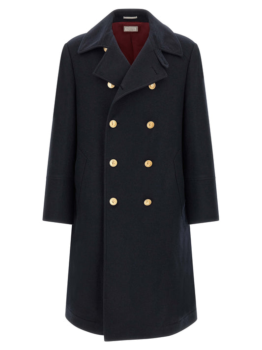 Brunello Cucinelli Blue Cashmere Coat