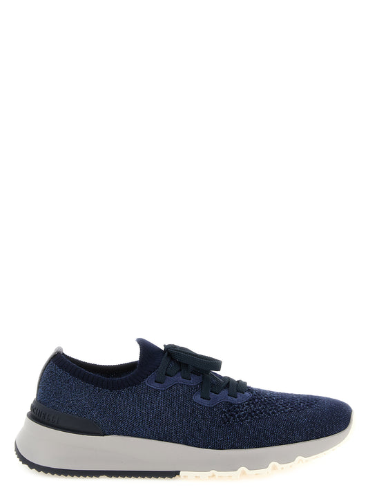 Brunello Cucinelli Blue Cotton Athletic Sneakers