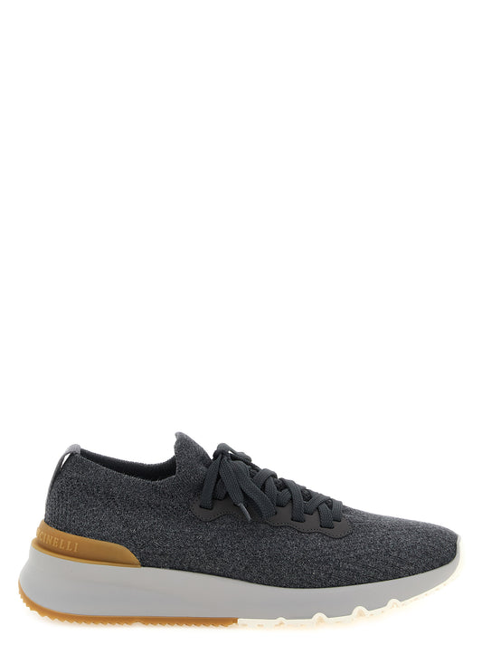Brunello Cucinelli Gray Cotton Athletic Sneakers