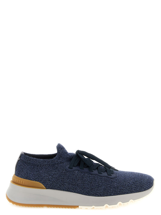 Brunello Cucinelli Blue Wool Athletic Sneakers