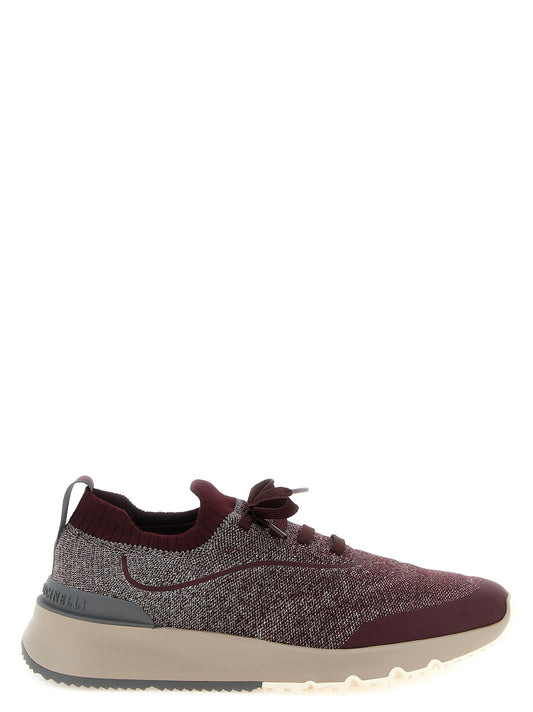 Brunello Cucinelli Bordeaux Cotton Athletic Sneakers
