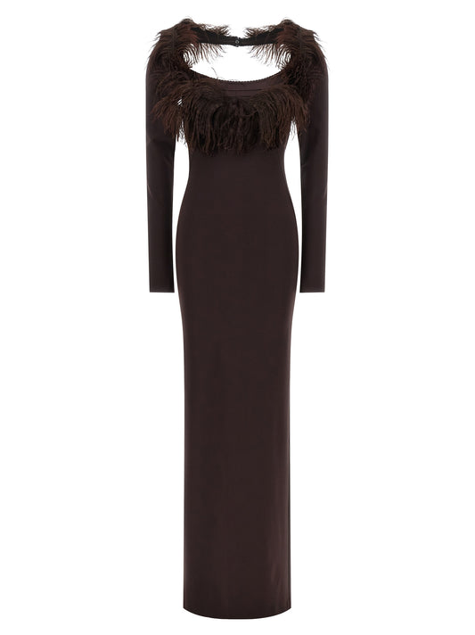 The Attico Brown Viscose Long Dress