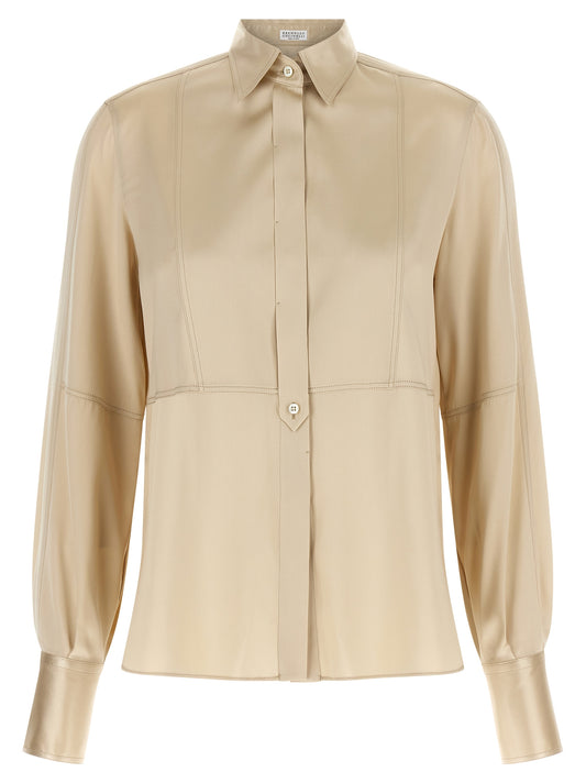 Brunello Cucinelli Beige Silk Blouse
