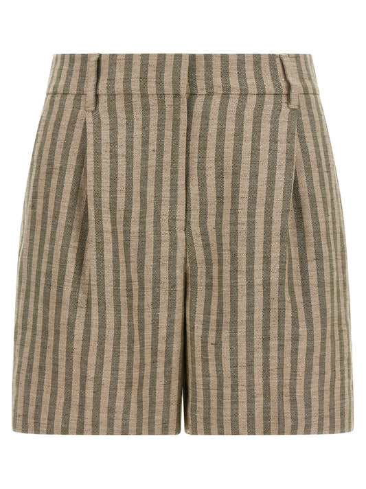 Brunello Cucinelli Bicolor Linen Bermuda Shorts