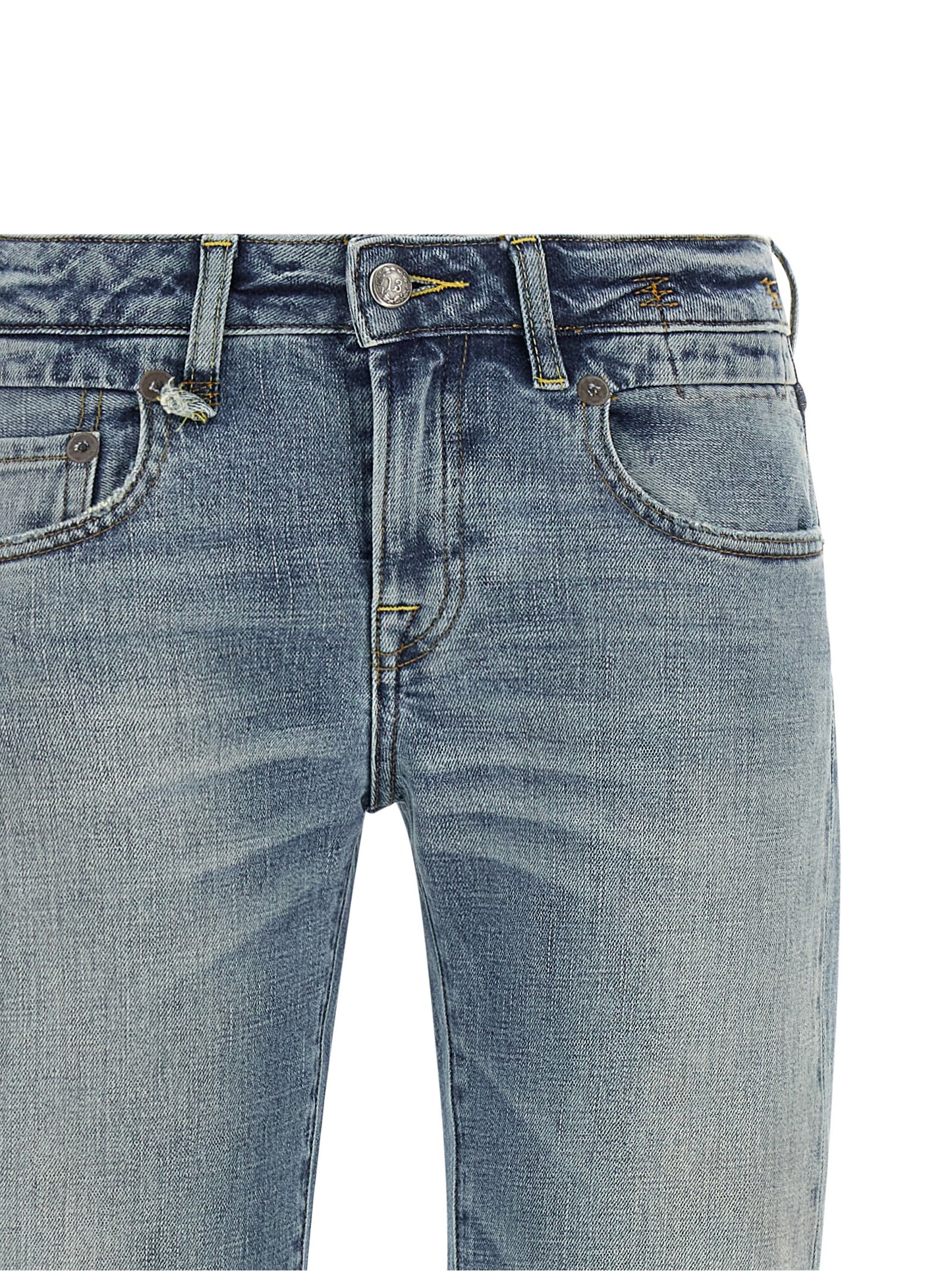 R13 Blue Cotton Flared Jeans
