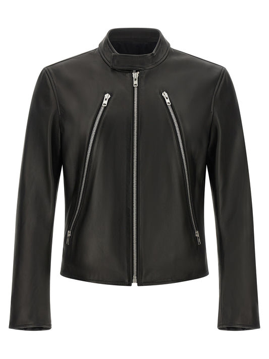 Maison Margiela Black Lamb Leather Leather Jacket