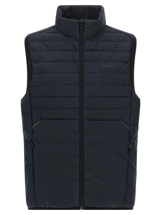 Hugo Boss Blue Polyester Sleeveless Jacket