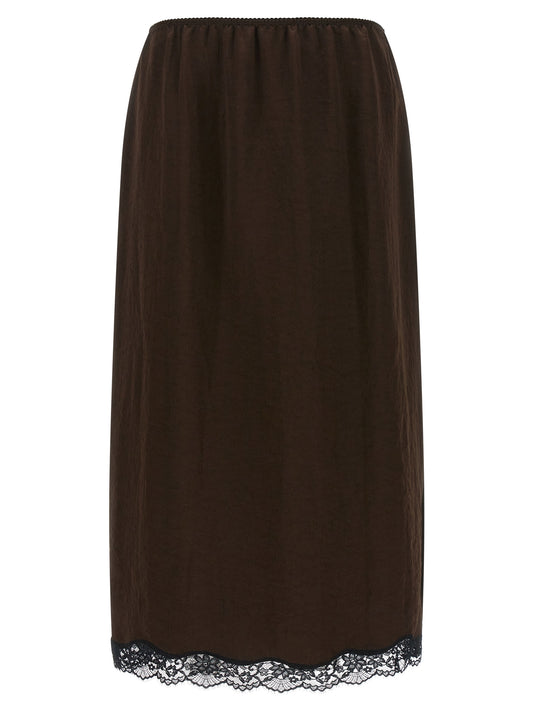 Twinset Brown Marabou Midi Skirt