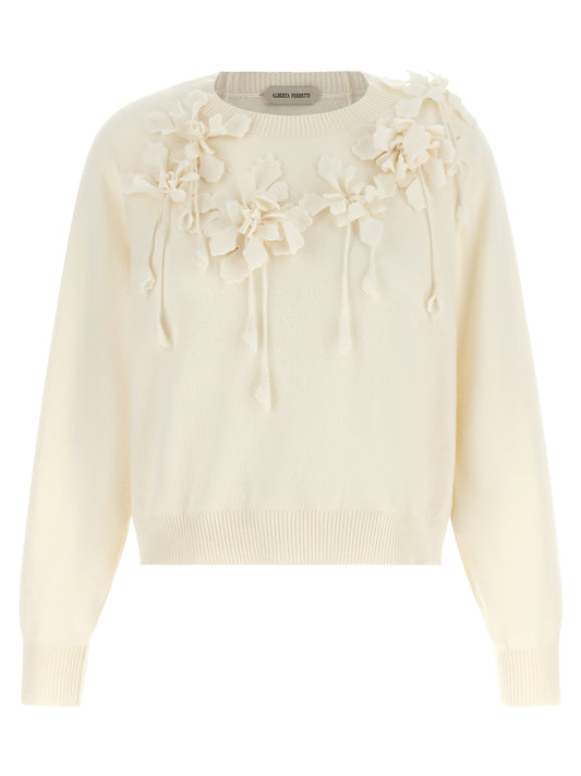 Alberta Ferretti White Virgin Wool Cardigan