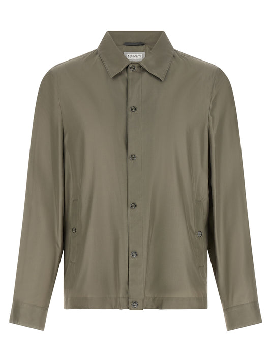 Brunello Cucinelli Bicolor Silk Full-Length Jacket