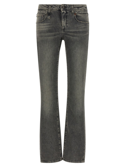 R13 Black Cotton Bootcut Jeans