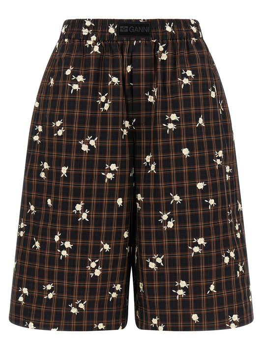 Ganni Brown Organic Cotton Bermuda Shorts