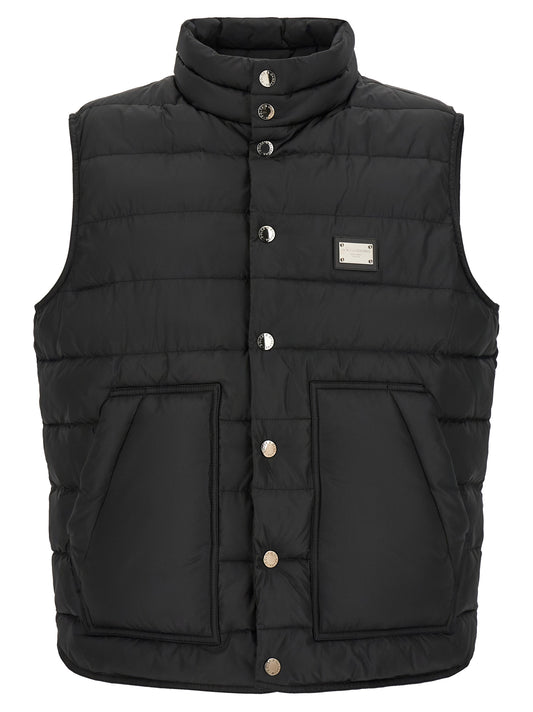Dolce & Gabbana Black Polyester Sleeveless Jacket