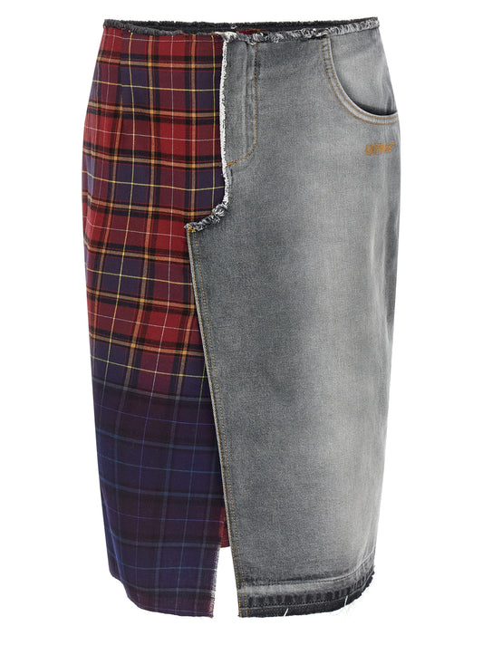 Off-White Multicolor Cotton Midi Skirt