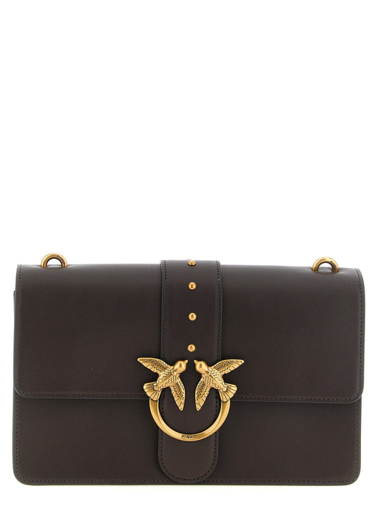 PINKO Brown Calfskin Crossbody Bag