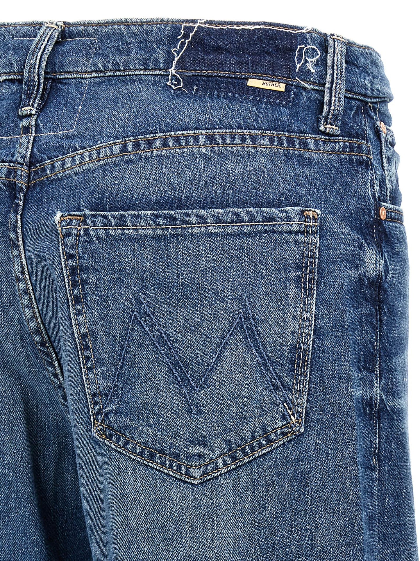 Mother Denim Blue Cotton Straight-Leg Jeans