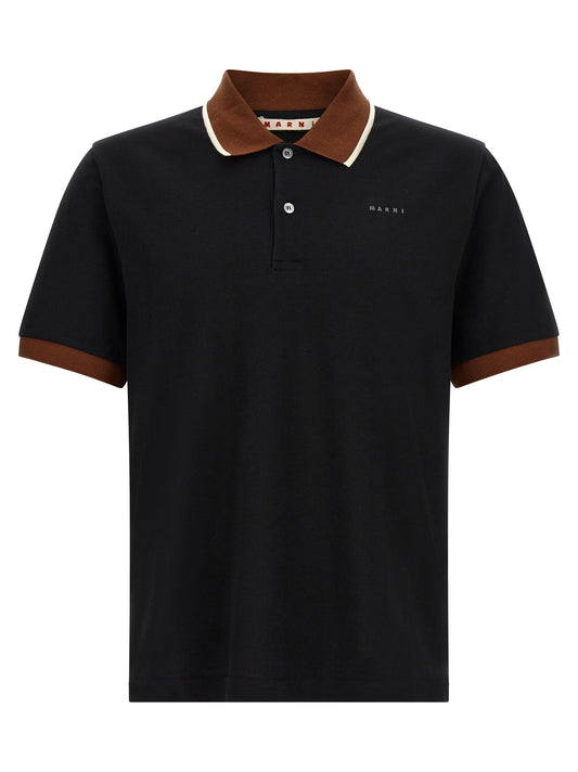 Marni Black Cotton Polo Shirt