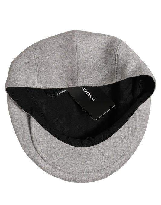 Dolce & Gabbana Men Light Grey Cashmere Newsboy Cabbie Cap Hat