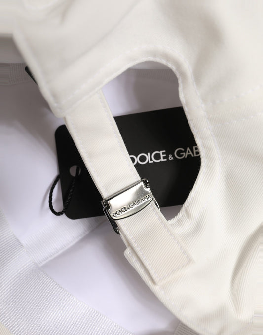 Dolce & Gabbana Men White Cotton Baseball Capello 6 Panels Hat