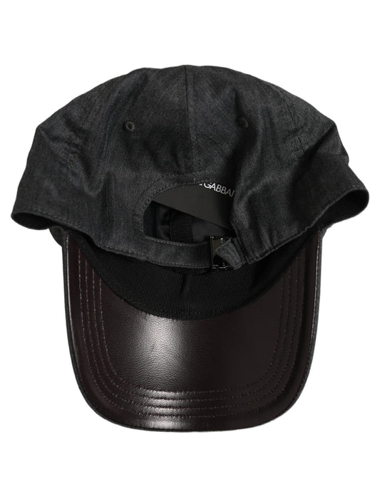 Dolce & Gabbana Men Dark Gray Herringbone Baseball Cap Hat