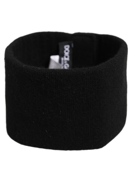 Dolce & Gabbana Men Black Cashmere Knitted Logo Head Band One Size