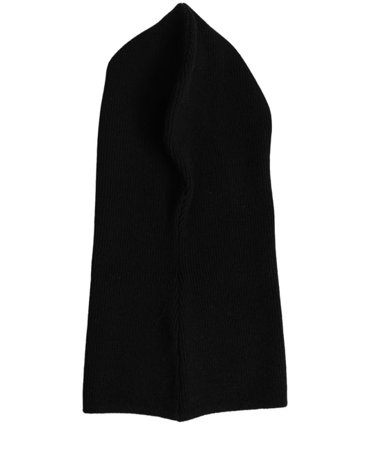 Dolce & Gabbana Men Black Wool Ribbed Knit Balaclava Wrap One Size Hat
