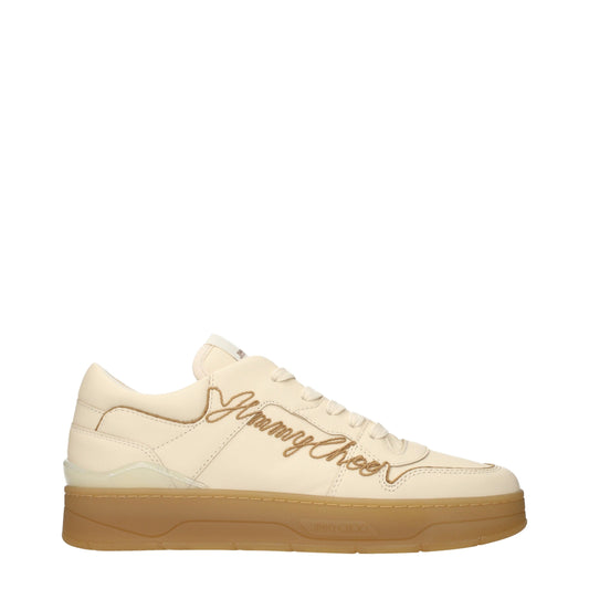 Jimmy Choo Beige Leather Low Top Sneakers