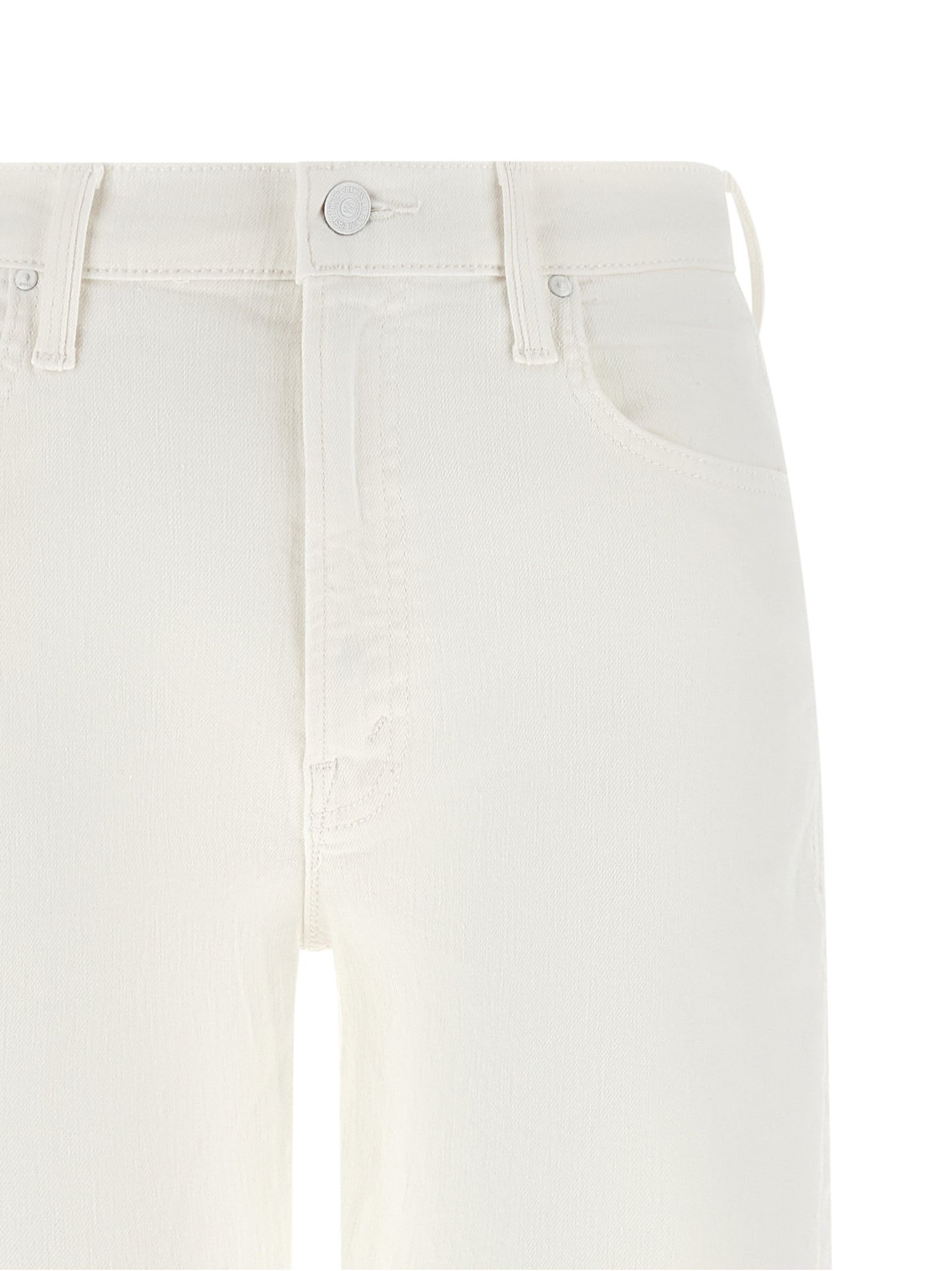 Mother Denim White Cotton Straight-Leg Jeans