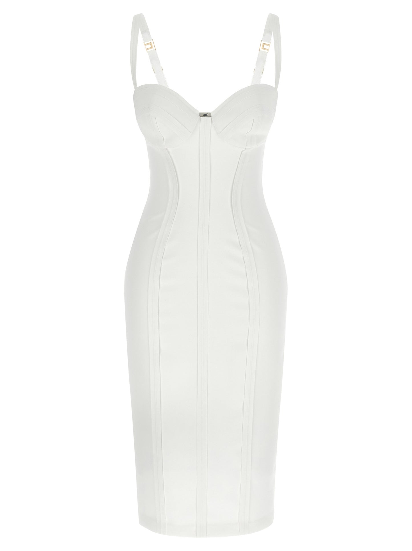 Elisabetta Franchi White Polyester Midi Dress