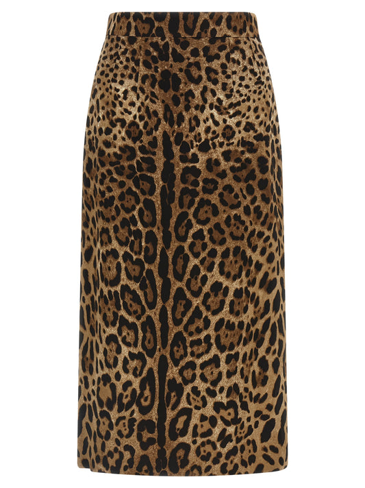 Dolce & Gabbana Brown Viscose Midi Skirt