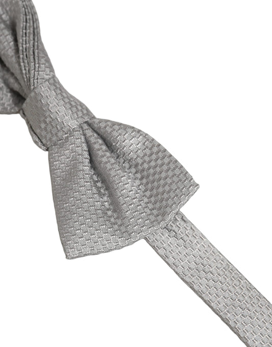 Dolce & Gabbana Men Gray 100% Silk Adjustable Neck Papillon Bow Tie