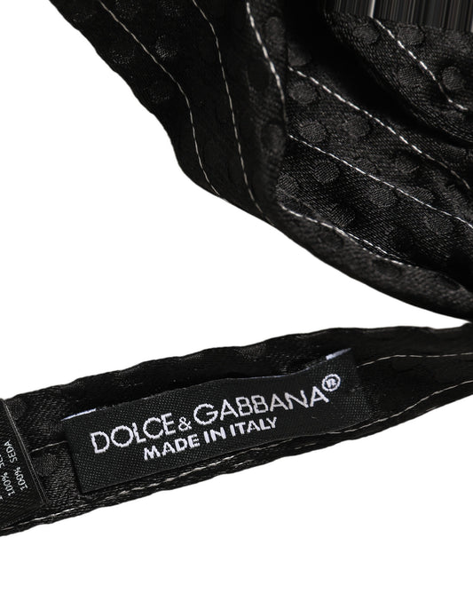 Dolce & Gabbana Men Black Pinstripe Silk Adjustable Neck Papillon Bow Tie