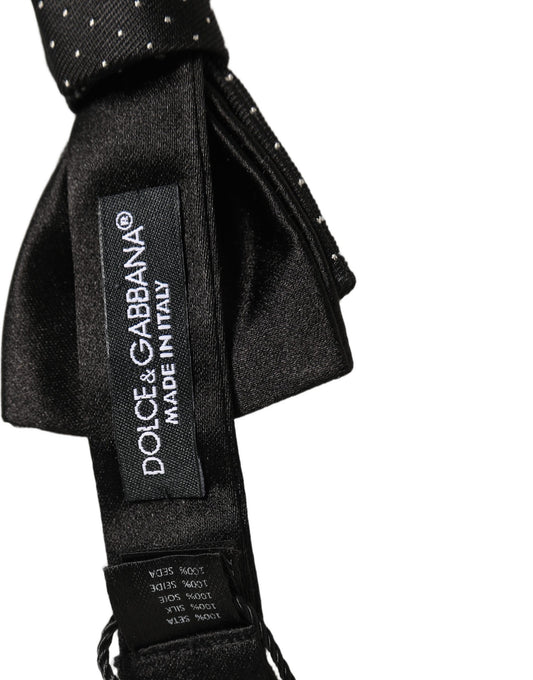 Dolce & Gabbana Men Black DG Polka Dot Adjustable Neck Papillon Bow Tie