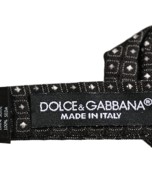 Dolce & Gabbana Men Black Polka Dot Silk Adjustable Neck Papillon Bow Tie