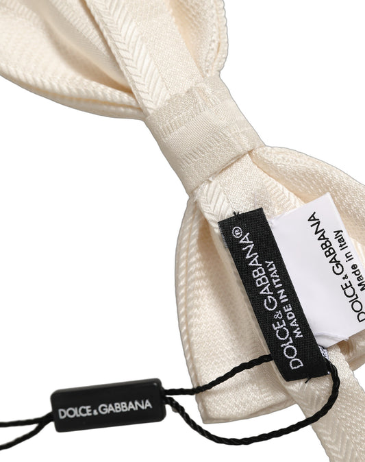 Dolce & Gabbana Men White 100% Silk Adjustable Neck Papillon Bow Tie