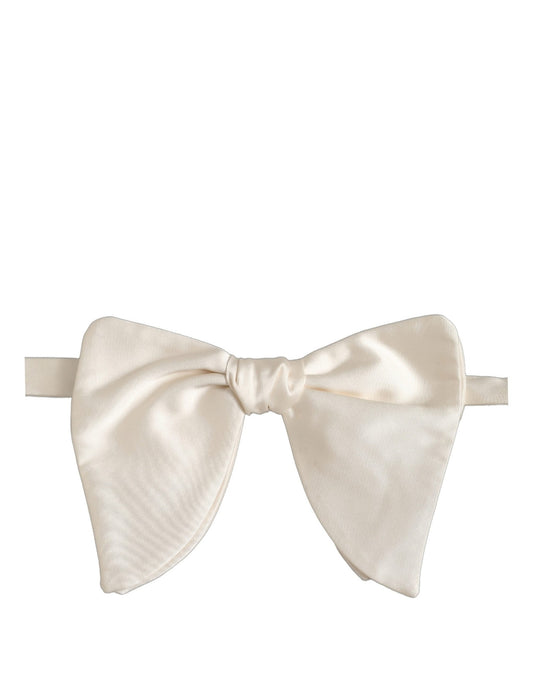 Dolce & Gabbana Men White 100% Silk Adjustable Neck Papillon Bow Tie