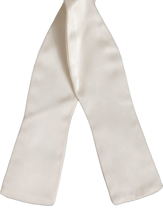 Dolce & Gabbana Men White 100% Silk Adjustable Neck Papillon Bow Tie