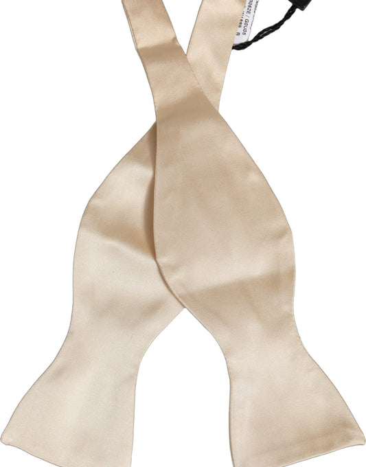 Dolce & Gabbana Men Beige 100% Silk Adjustable Neck Papillon Bow Tie