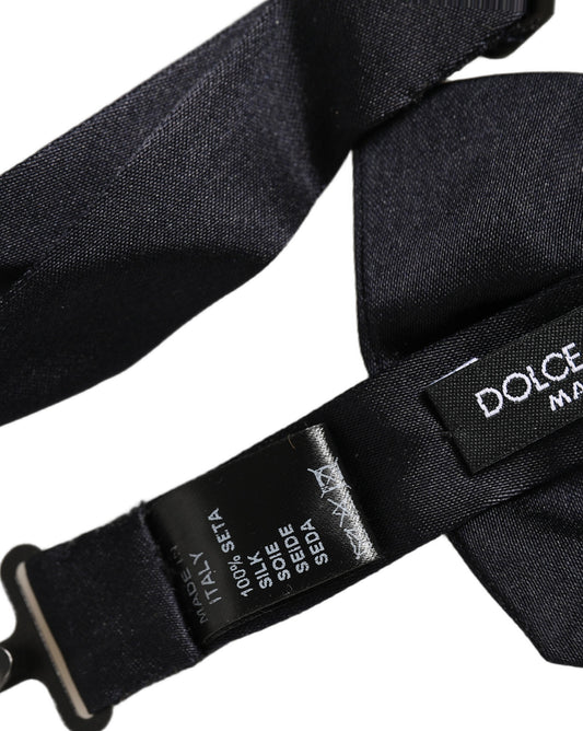 Dolce & Gabbana Men Black 100% Silk Adjustable Neck Papillon Bow Tie