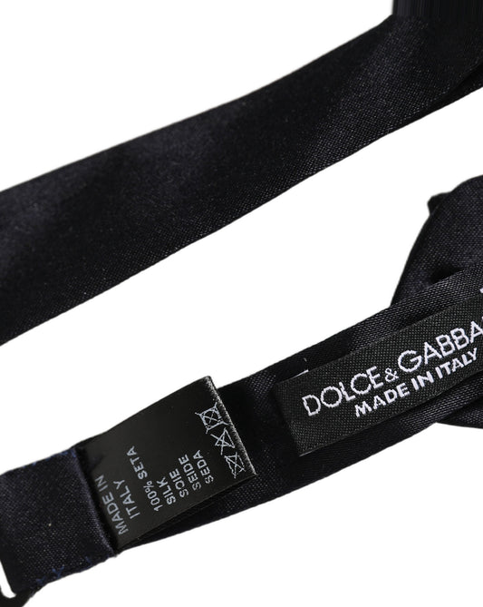Dolce & Gabbana Men Black 100% Silk Adjustable Neck Papillon Bow Tie